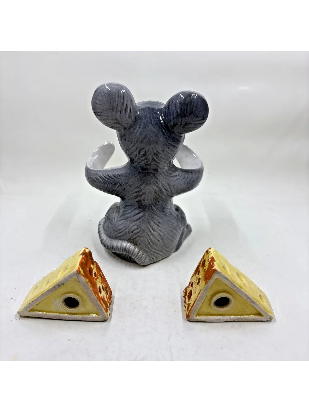 Vintage Mouse w/2 pc. wedge of cheese  Salt & Pepper Shakers Japan